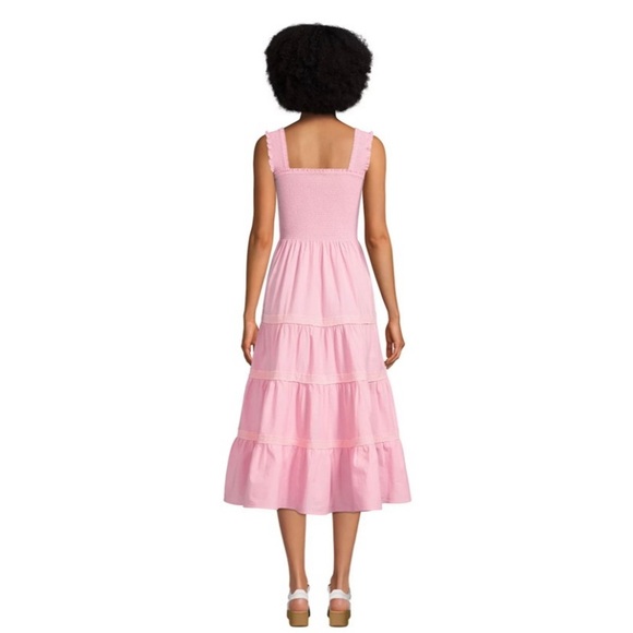 NWOT - Lands' End Women's Chambray - Smocked Midi Dress with Ruffle Straps - Picture 5 of 7